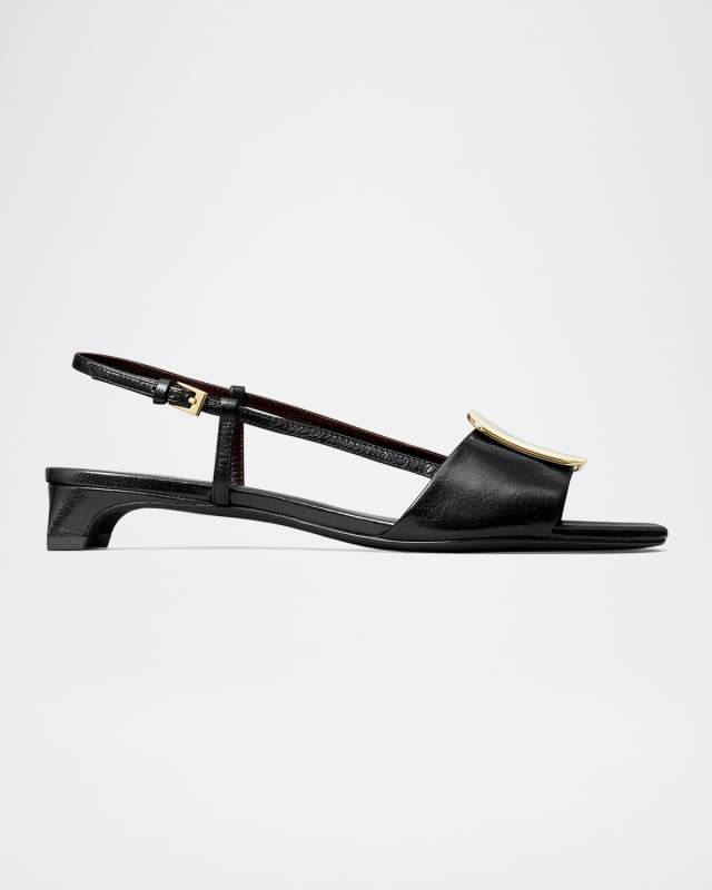 Georgia Leather Buckle Slingback Sandals